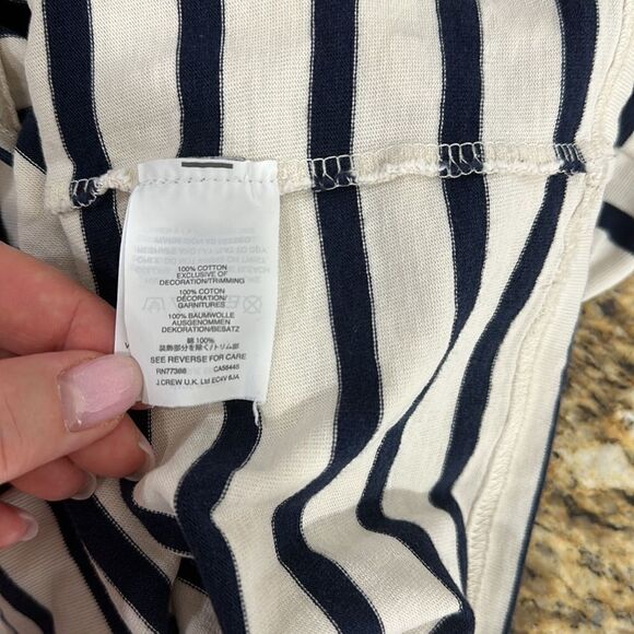 J. Crew Cotton Embroidered Lips Striped Long Sleeve Tee Top Size M - Picture 6 of 9